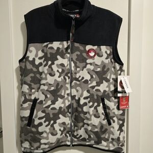 Canada Weather Gear Men's Camo Fleece Sherpa‎ Vest Black & Gray NWT Size Large
